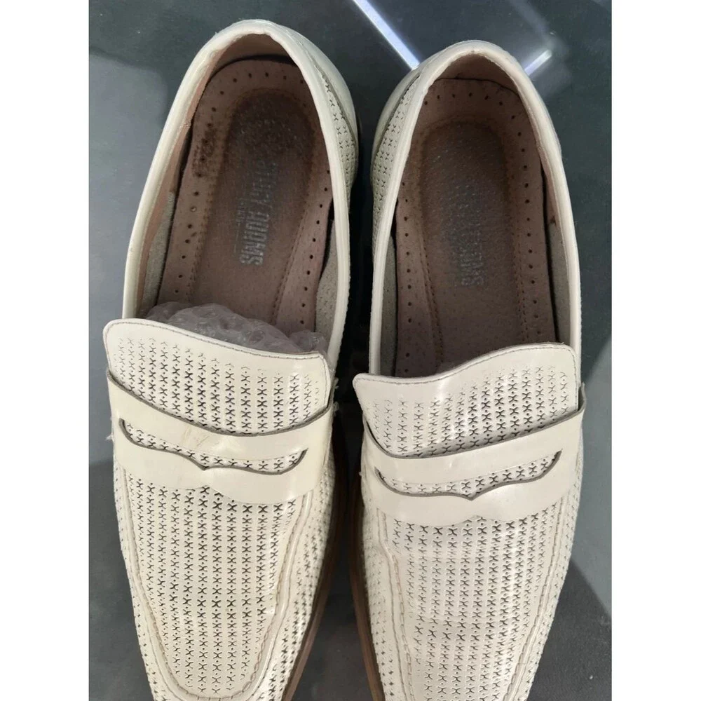 Stacy Adams Belvan Men's Moc Toe Penny Loafers Shoes Sz 9.5 M Perforated Leather